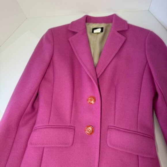 J crew pink wool fitted blazer with gold buttons size 2 - Picture 4 of 15